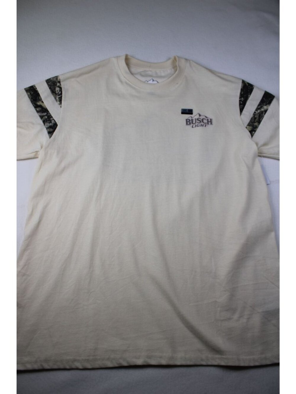 NWT Busch Light Ivory T-Shirt XXL Camo Sleeve Graphics